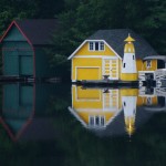 Adirondack boat houses, Old Forge, New York